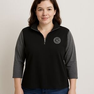 Lauren Ralph Lauren Black Logo Quarter Zip Fleece Womens Size XL